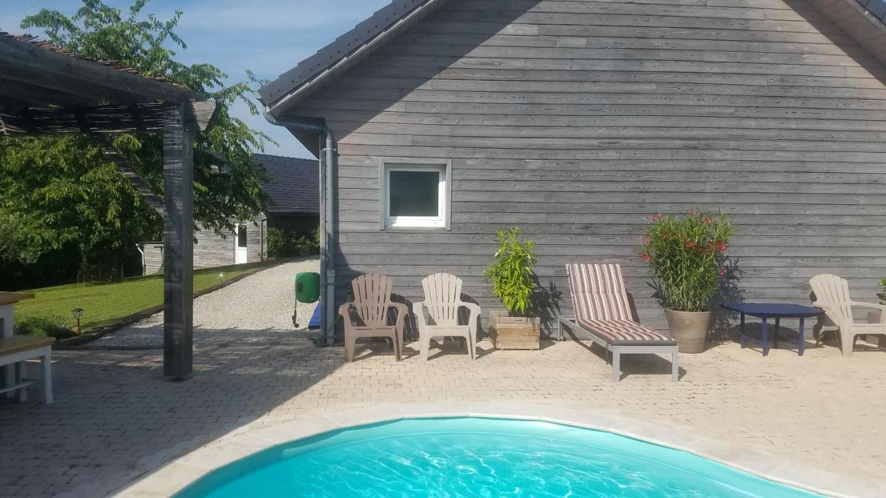 La Tuillère : maison en bois avec vue et piscine Saint-Aulaire Extérieur photo